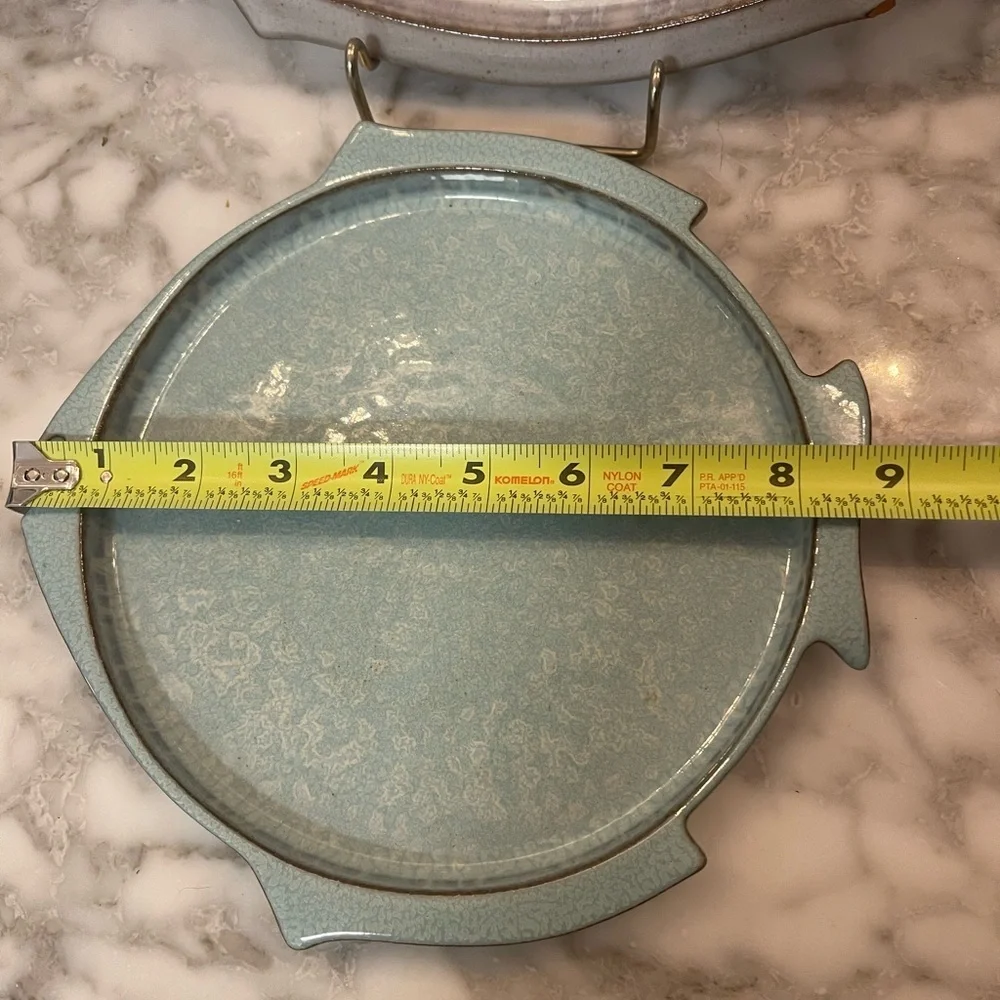 Anthropologie Ceramic Fish Platters X 2 Blue Teal Tray Coastal Nautical Beach